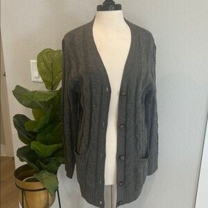 Zesica Women's Gray Cable Knit Cardigan Sweater